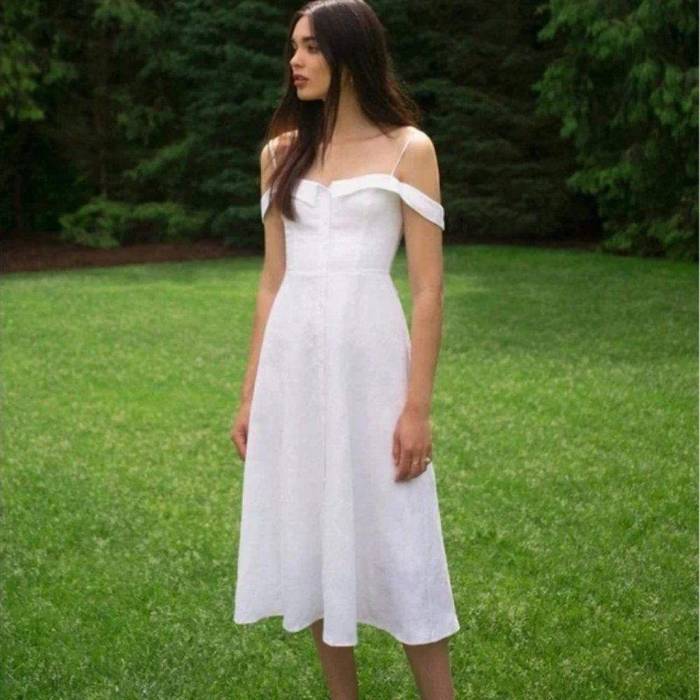 Reformation Allegro Midi Dress - White View 3